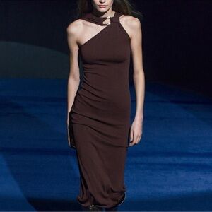 Zara Brown One-Shoulder Dress